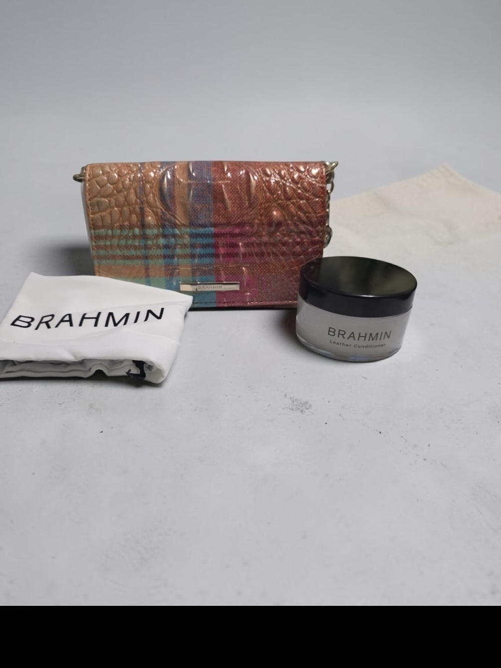 Nwt Brahmin Multicolor Leather Crossbody Wallet And BRAHMIN CONDITIONER.